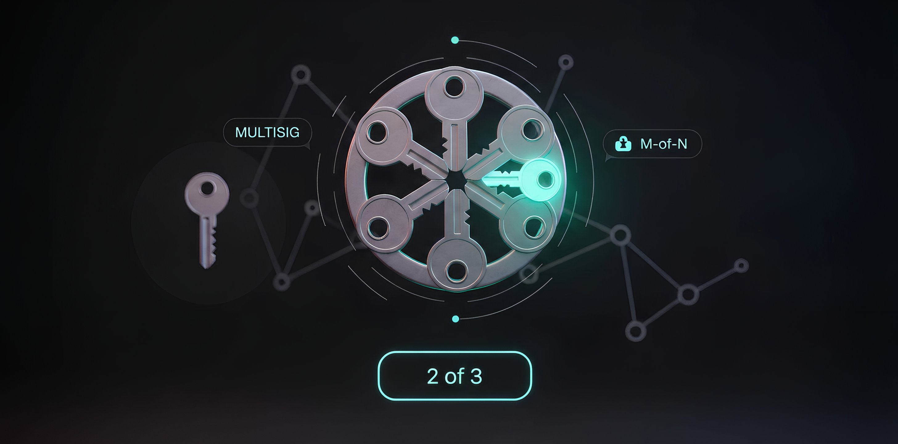 Carteira multisig 2-of-3: um cofre com várias chaves e confirmações para proteger criptoativos.